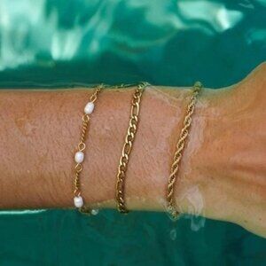 POPULAR Figaro Chain Cuban Chain Bracelet Waterproof Gold Bracelet Non-tarnish